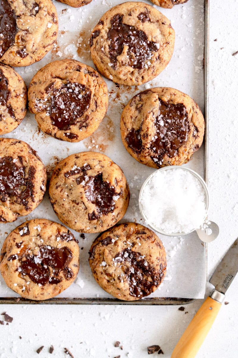 chocolate puddles on cookies