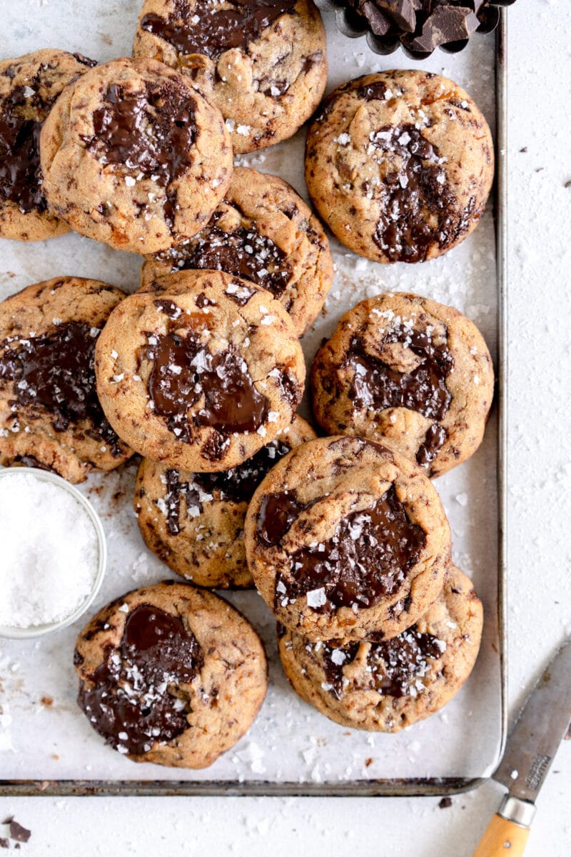 stacked corner shot chocolate chip cookies