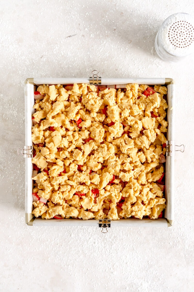 rhubarb shortcake ready to bake
