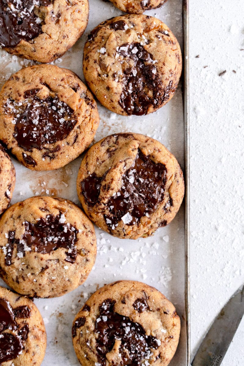 side shot chocolate chip cookies