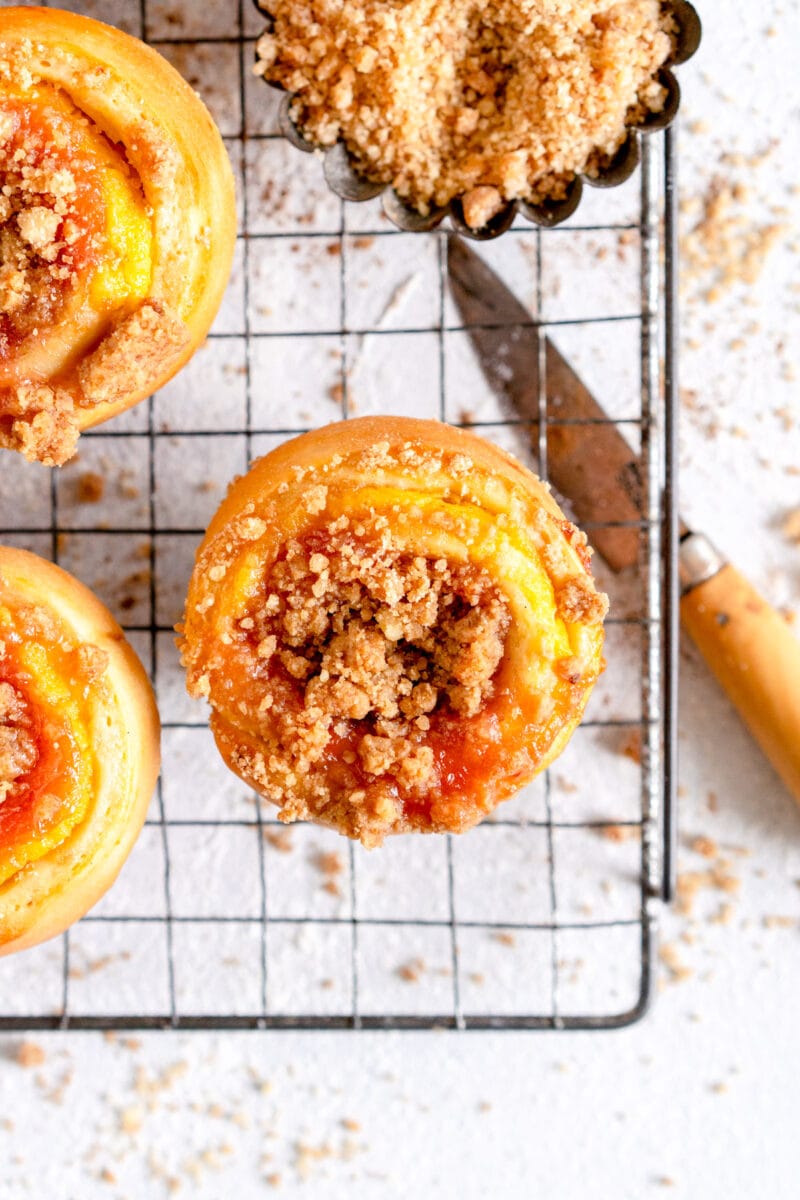 single rhubarb custard bun