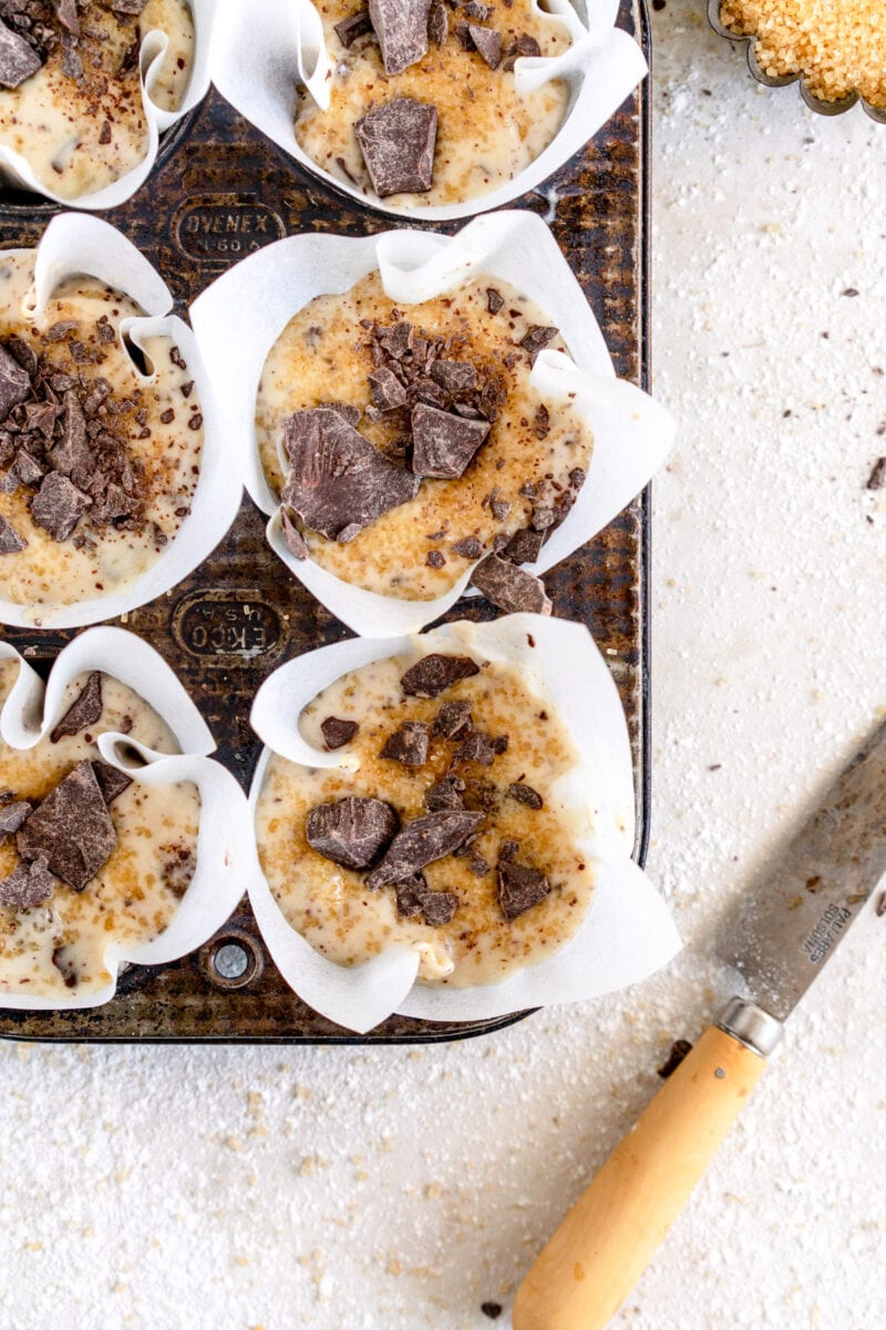 muffin batter in pan