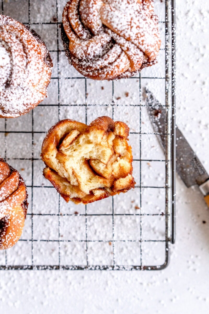 cut open cinnamon twist