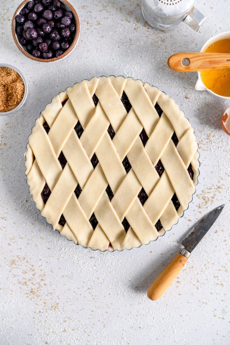blueberry crostata ready to bake