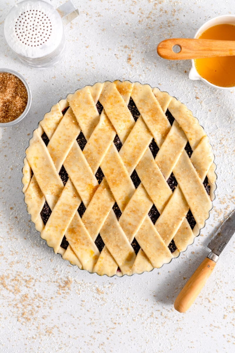 crostata ready to bake with sugar