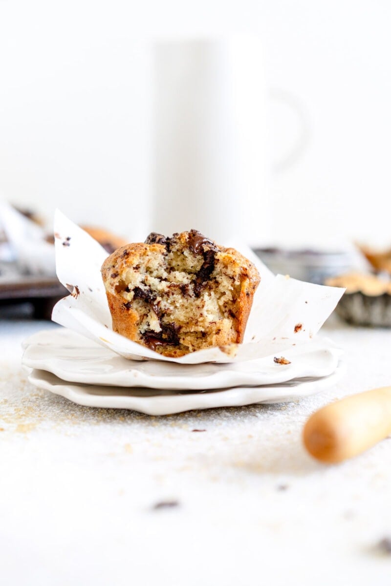 broken open mufin on plate