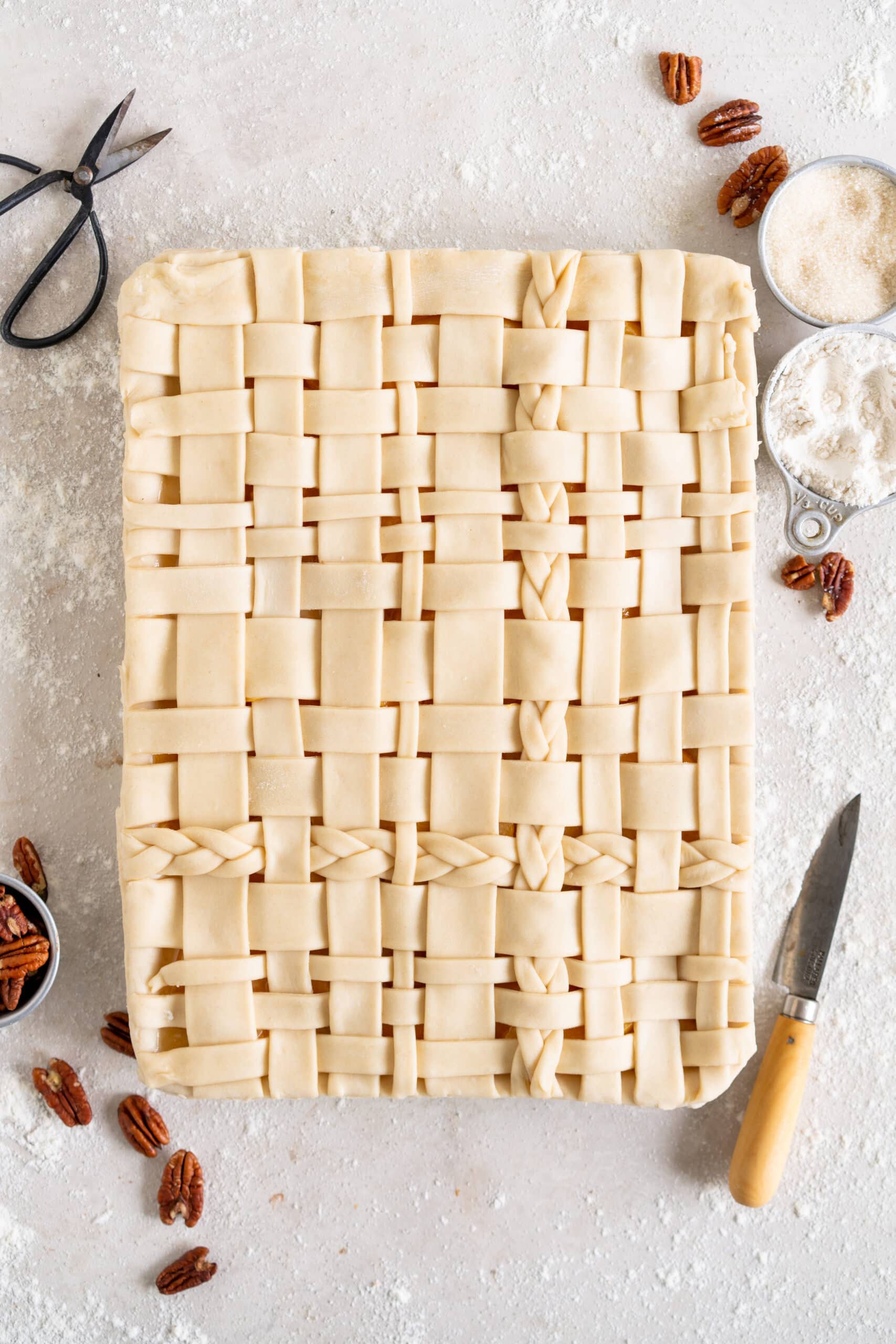 latticed peach pie