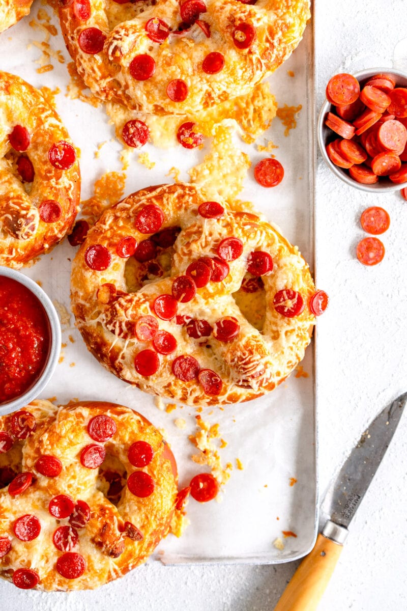 pizza pretzel with cheese