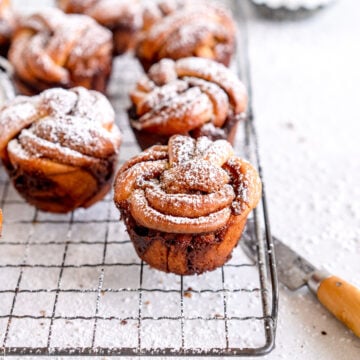 angle shot of cinnamon bun twist