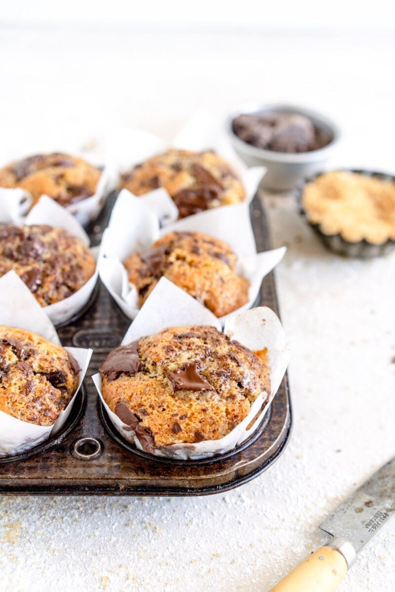 baked muffins with sugar topping