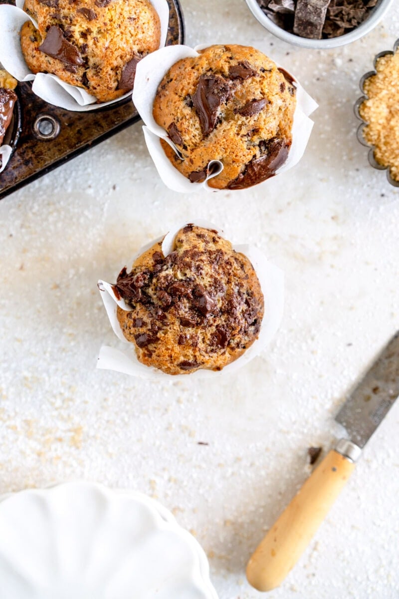 muffins in parchment paper ready to eat
