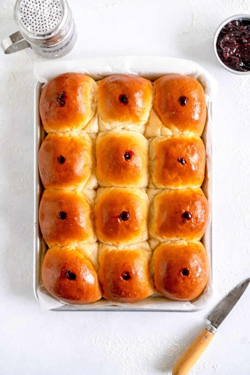 bread rolls with piped jam