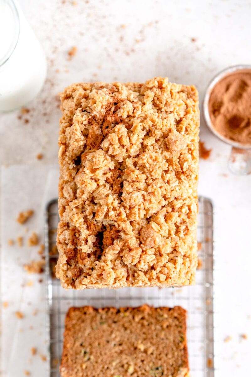 top down slice shot zucchini bread