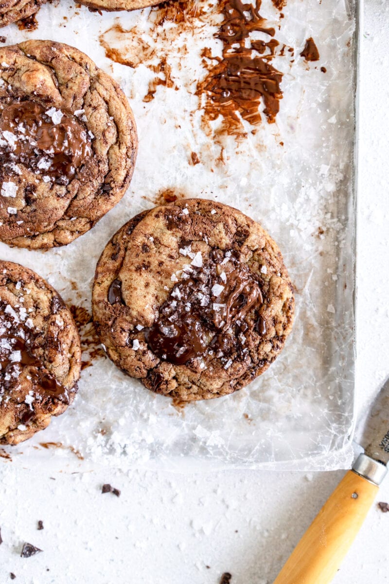 corner close up image nutella chocolate chip cookies