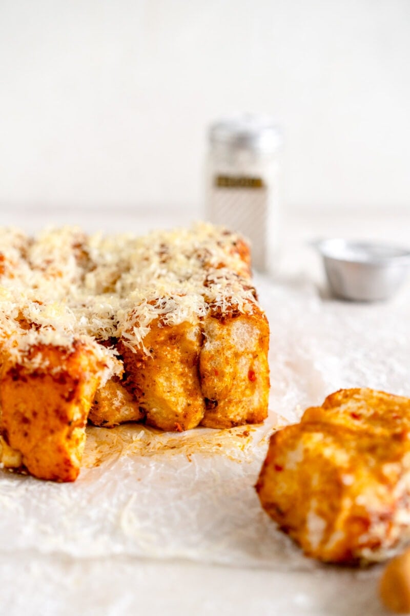 side shot of cheesy monkey bread