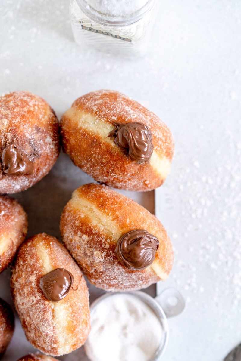 top corner shot nutella donuts