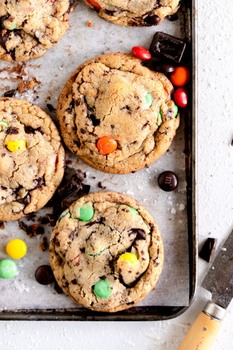 side image of m&m cookies