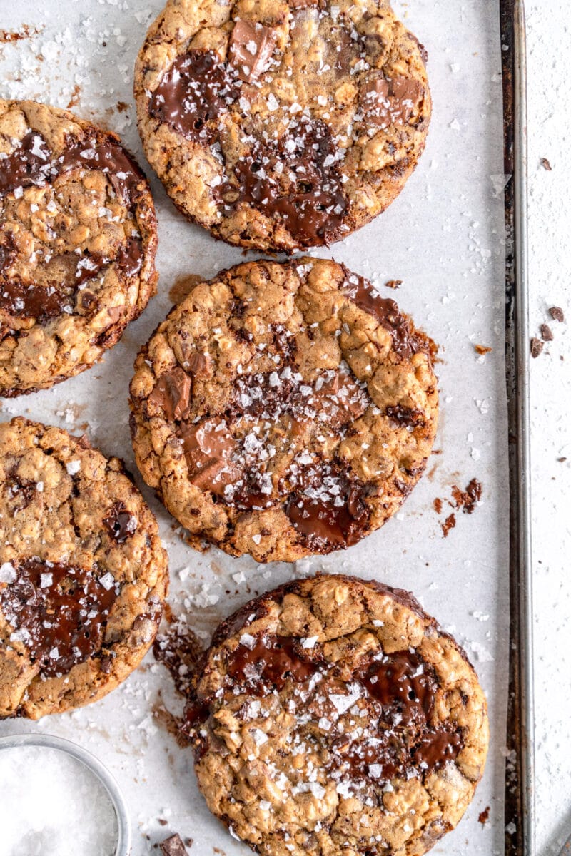 close up side shot oatmeal cookies