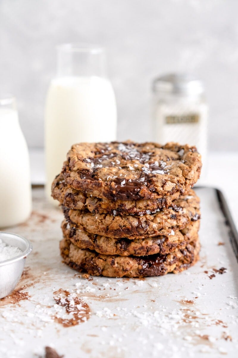 stack of oatmeal chocolate chip cookies