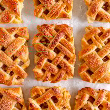 shot of apple hand pies on parchment paper