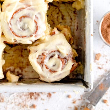 corner cut shot of cinnamon rolls