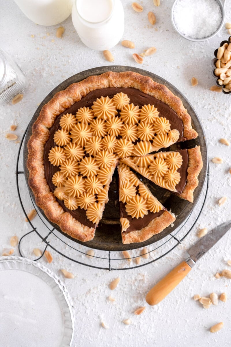 sliced chocolate pie