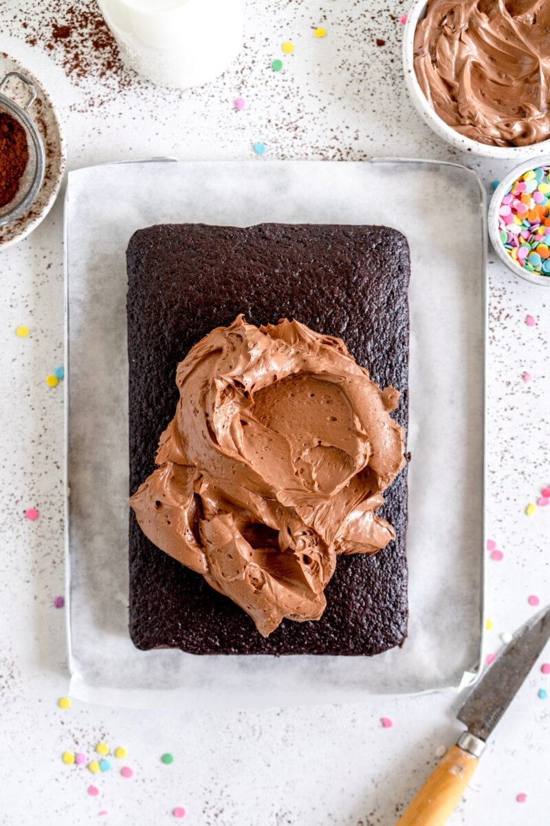 cake with chocolate frosting