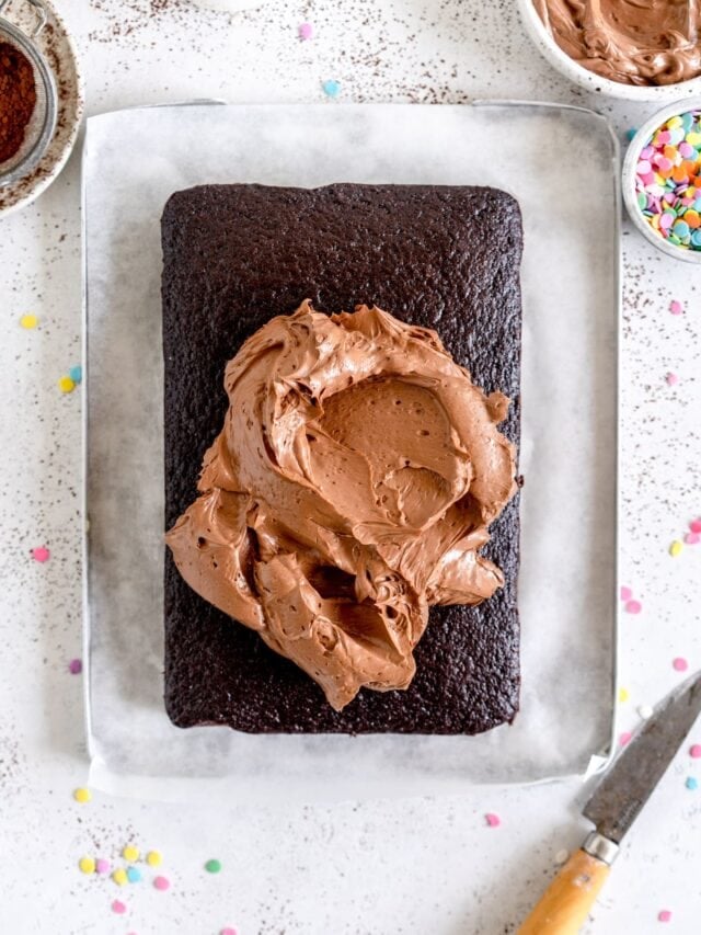 cake with chocolate frosting