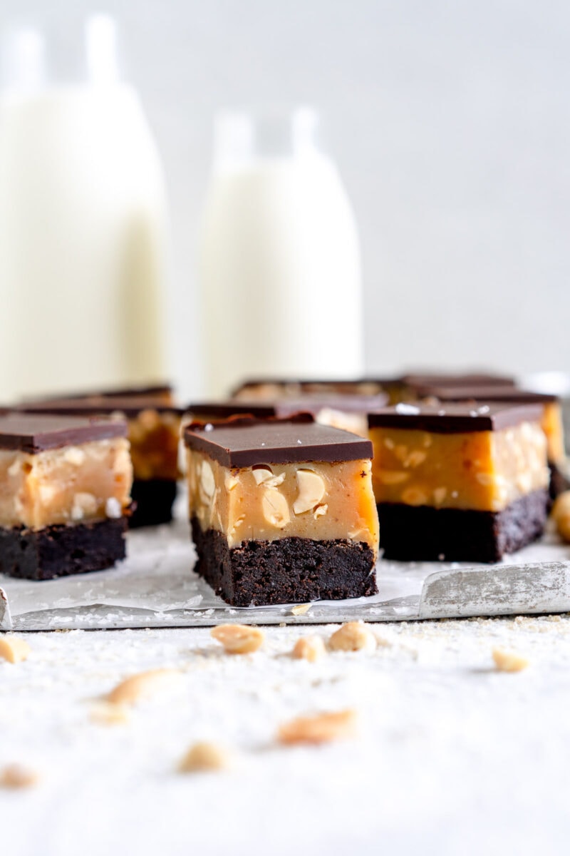 caramel bars on sheet pan