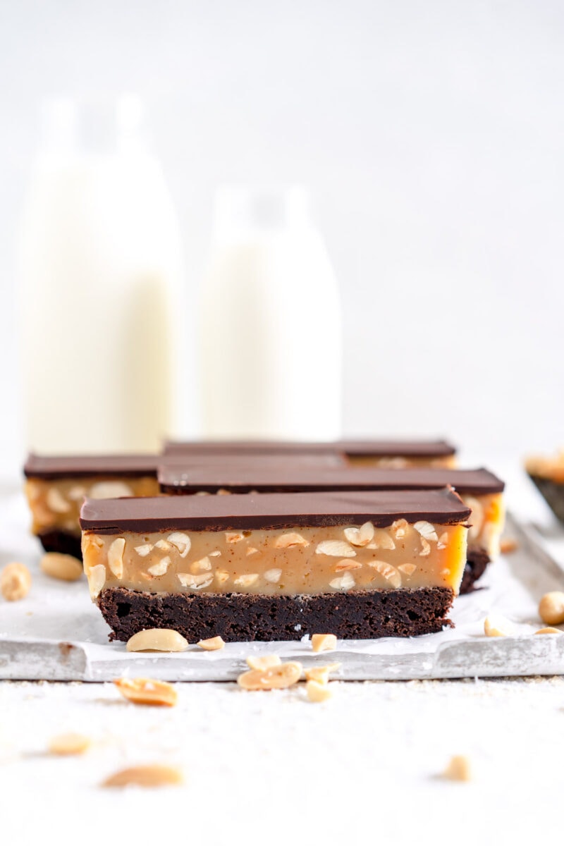 slices of brownie caramel slice