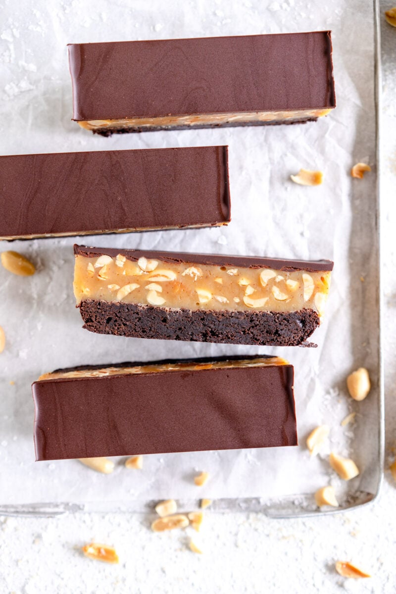 slices of brownie caramel slice