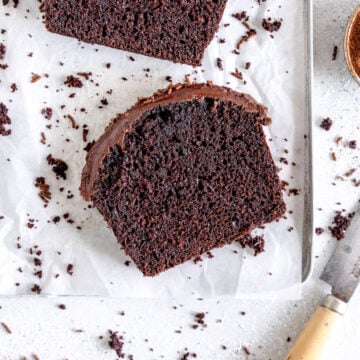 corner shot chocolate loaf cake