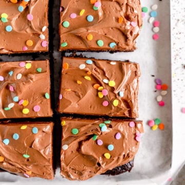 corner shot of sliced chocolate cake