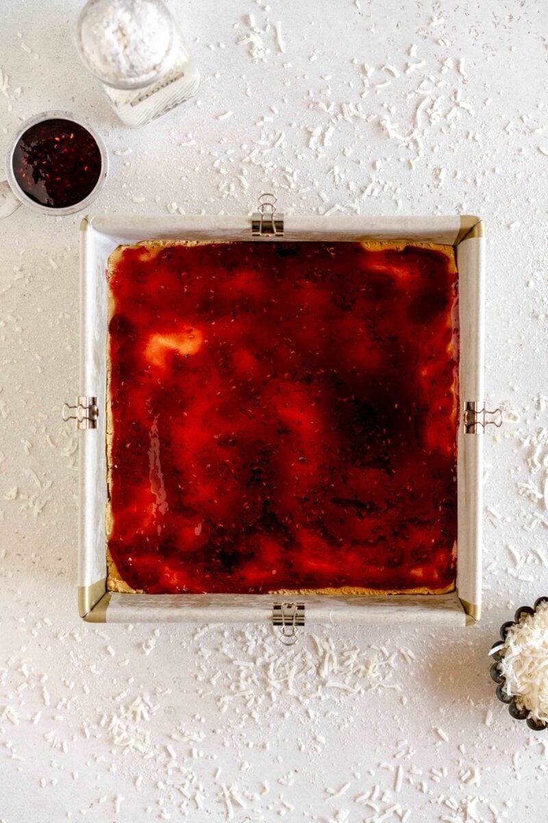 jam on shortbread base