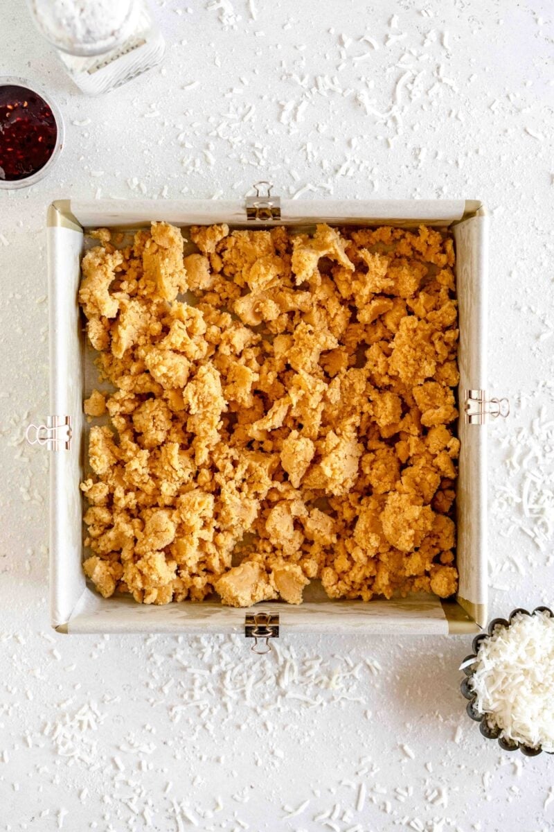 crumbled shortbread base