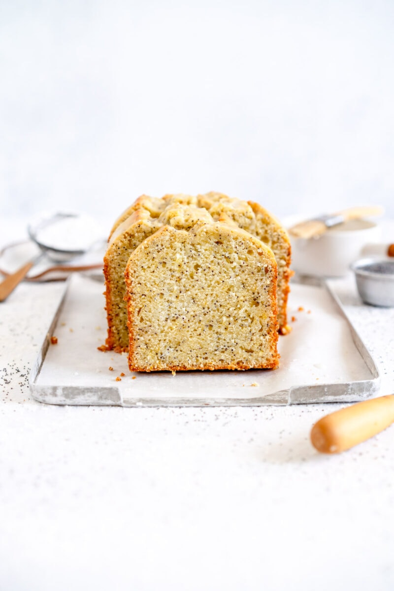front shot sliced lemon loaf