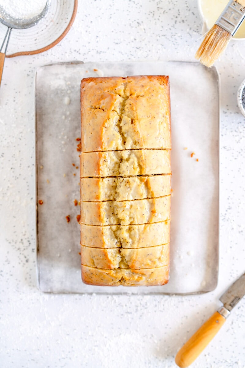 sliced glazed lemon loaf