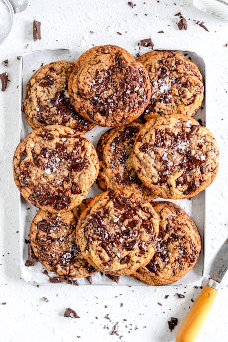 stacked chocolate chip cooies