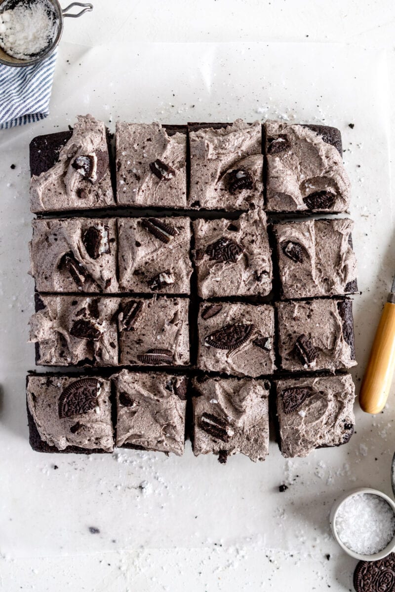 frosted brownies cut into squares
