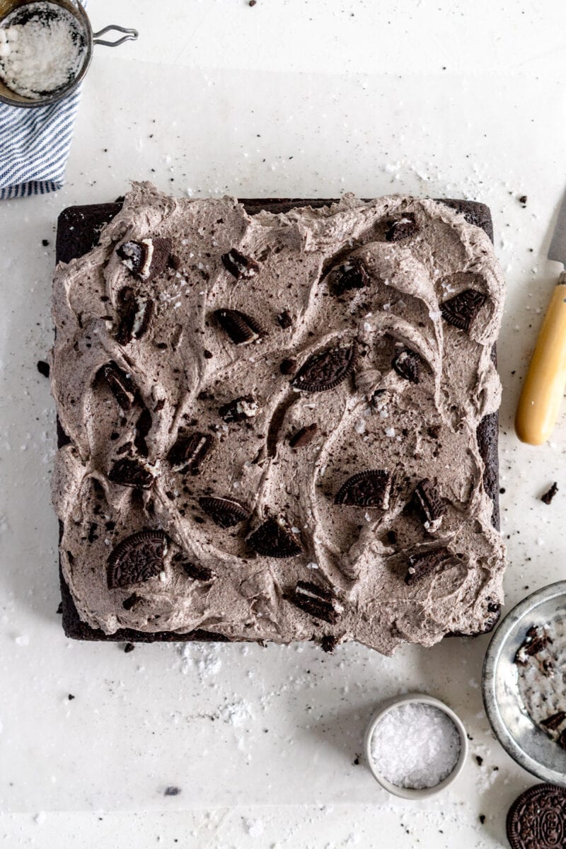 brownies with frosting and oreos