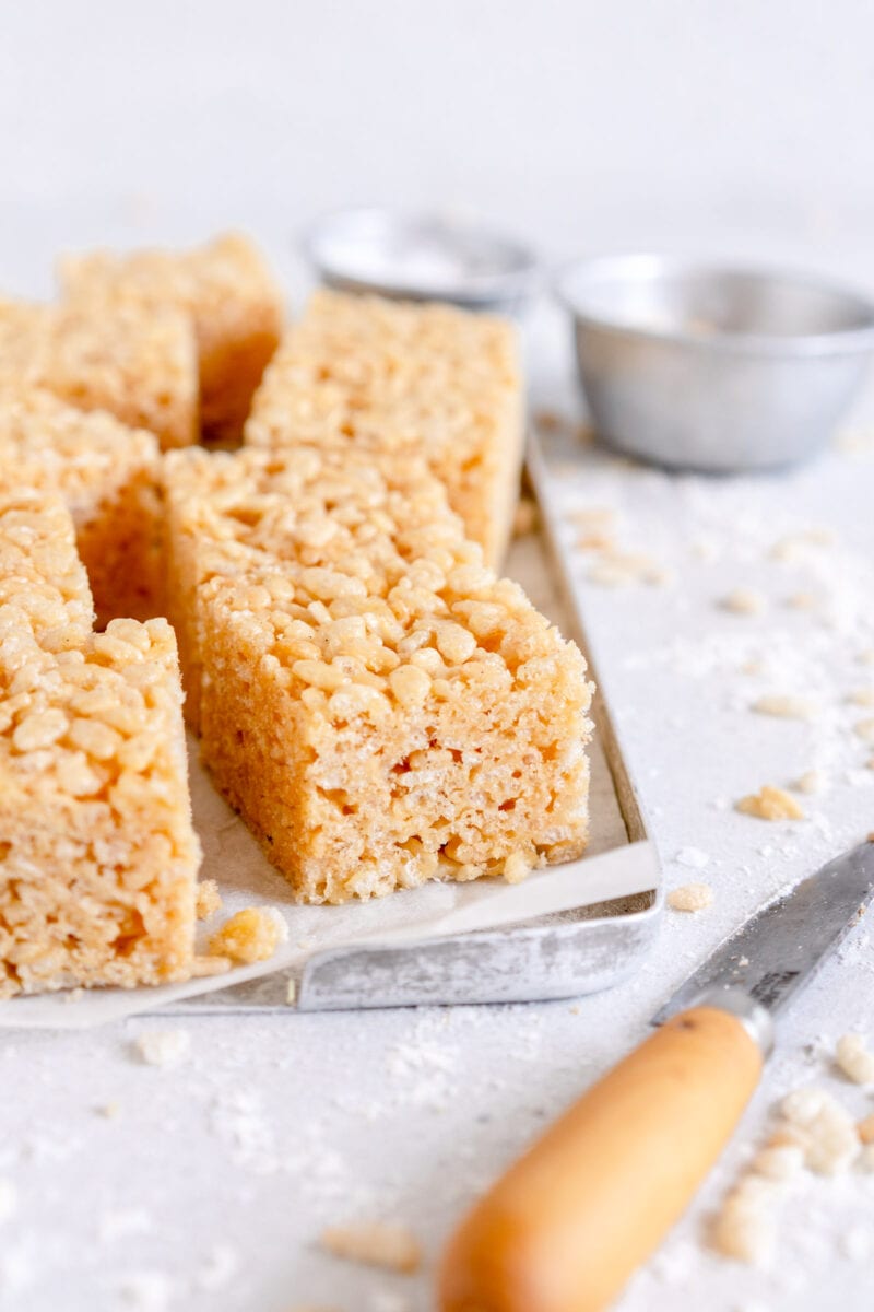 side on shot of rice bubble slice