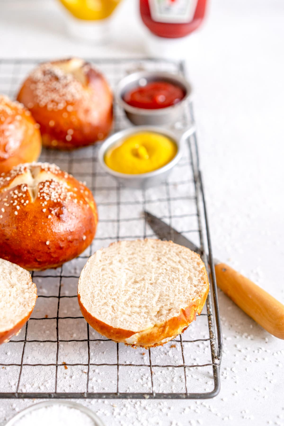 cut pretzel bun