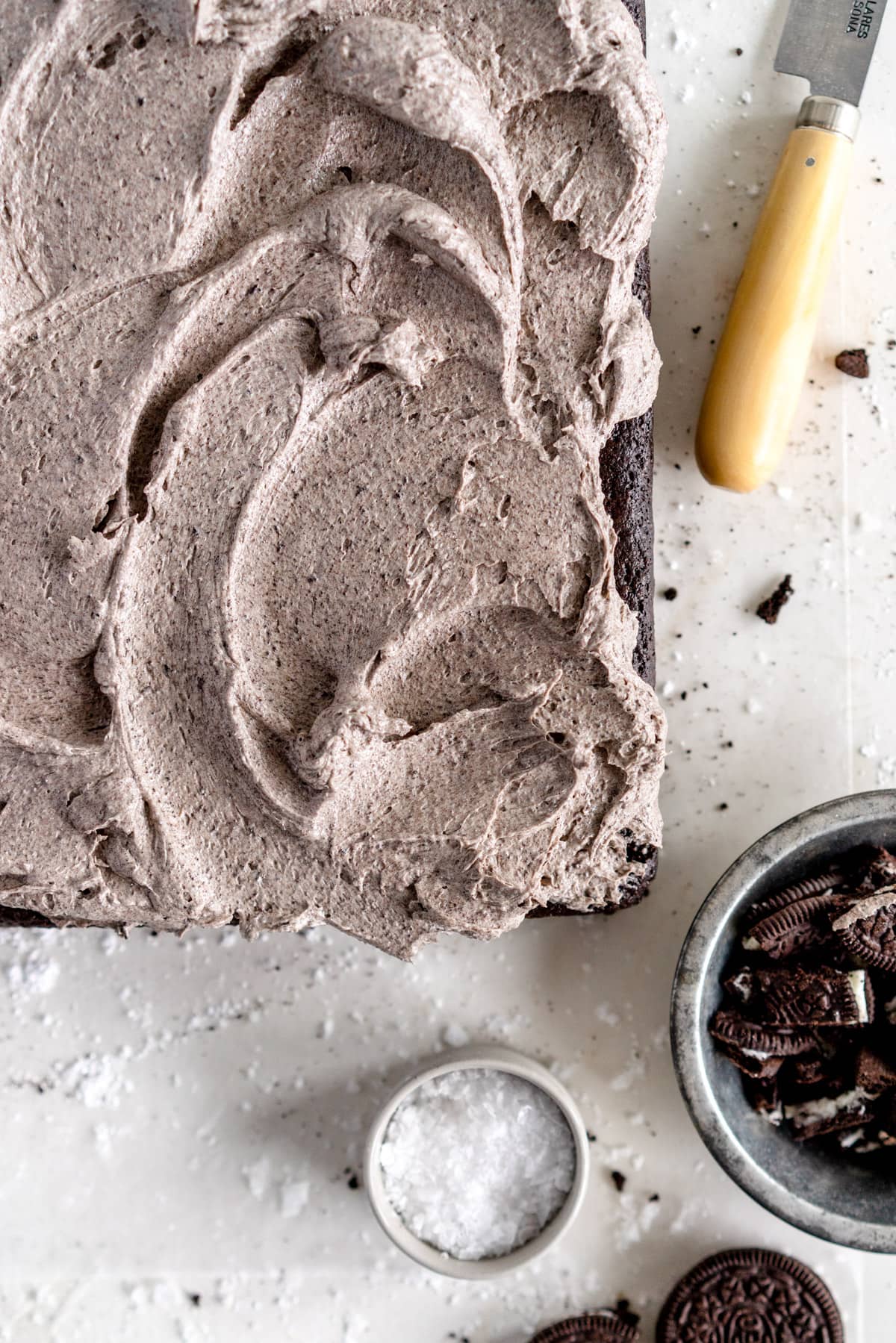 brownie with frosting swirls