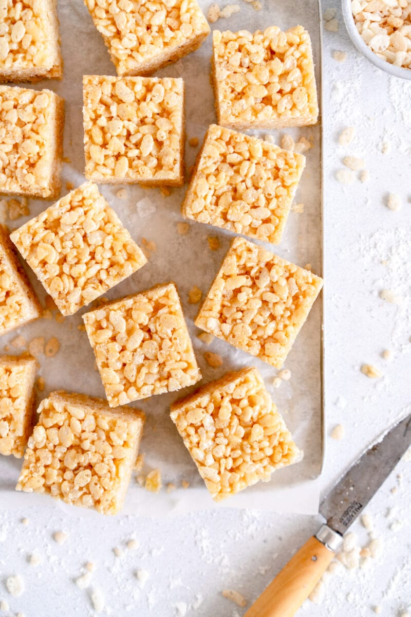 corner pan shot of rice bubble slice