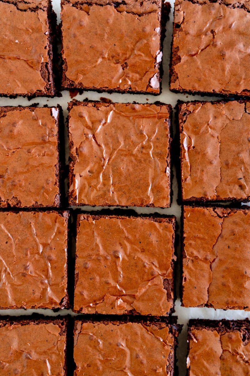 close up shot of cut brownies