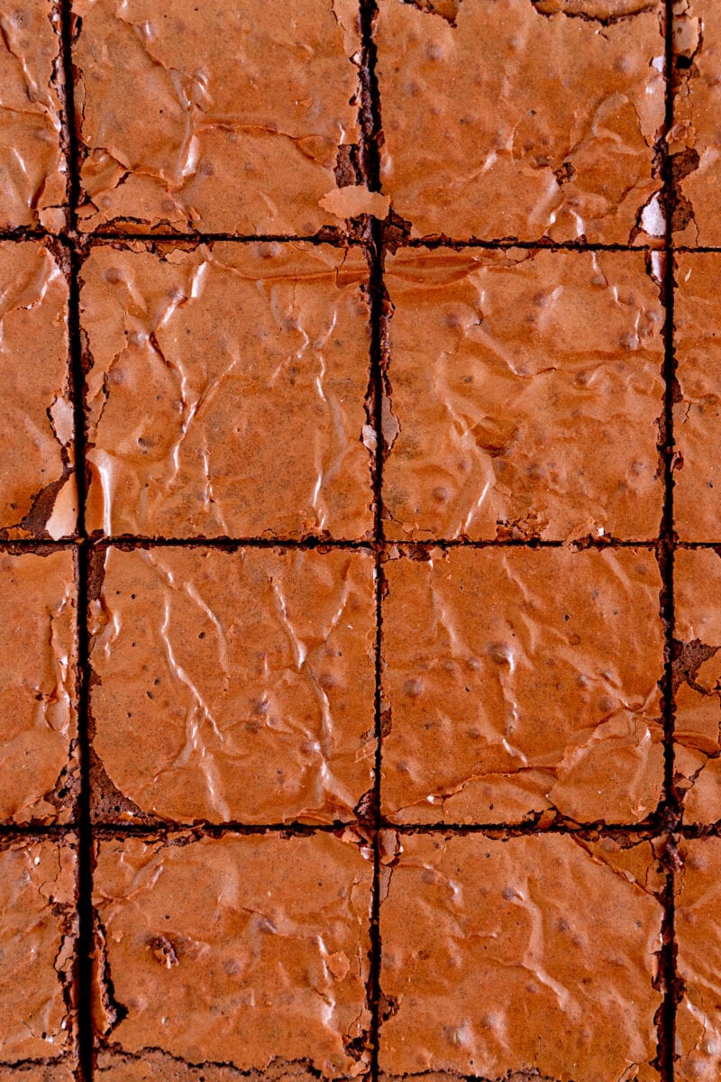close up image of cut brownies