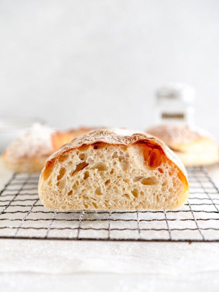 end on shot of ciabatta