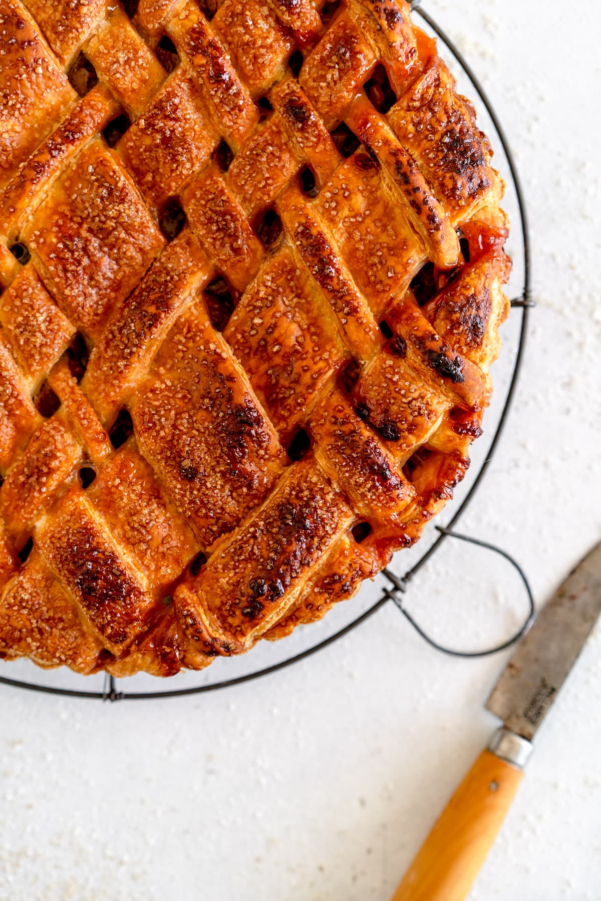 corner shot rhubarb pie