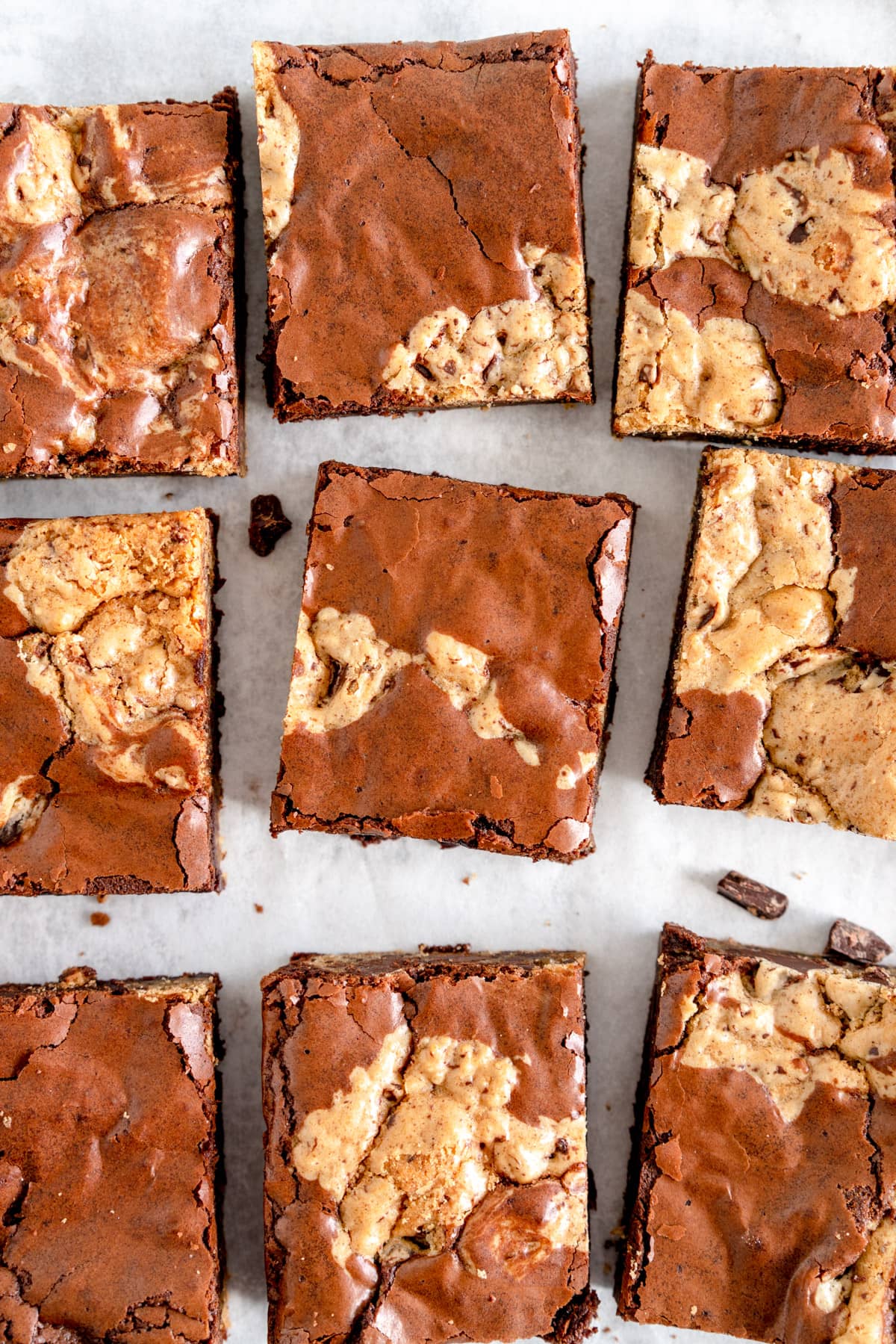 sliced brookies on sheet pan