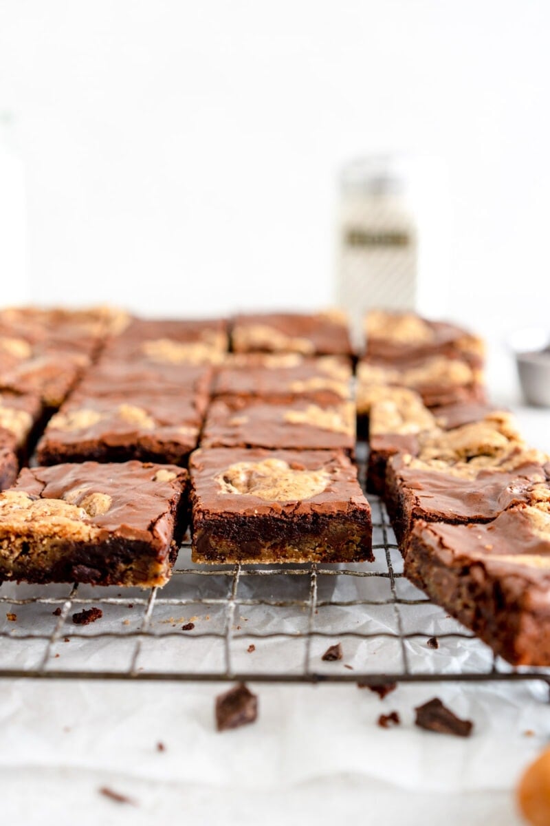 shot showing inside texture of brookie bars